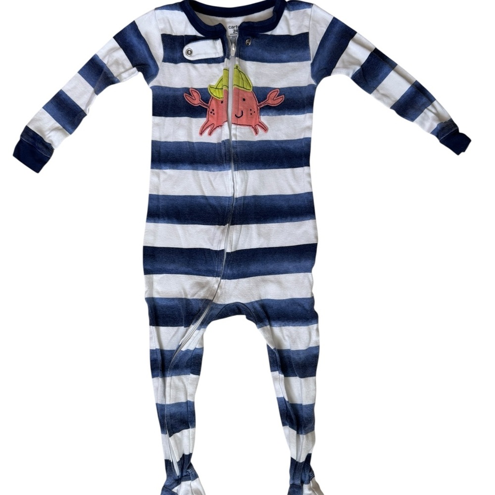 Carter's Navy and White Striped Footie